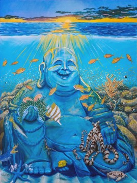 Animal Painting - Pez de arrecife de Buda sonriente